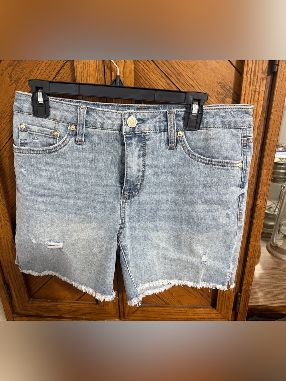 Seven7 Light Wash Distressed Denim Shorts